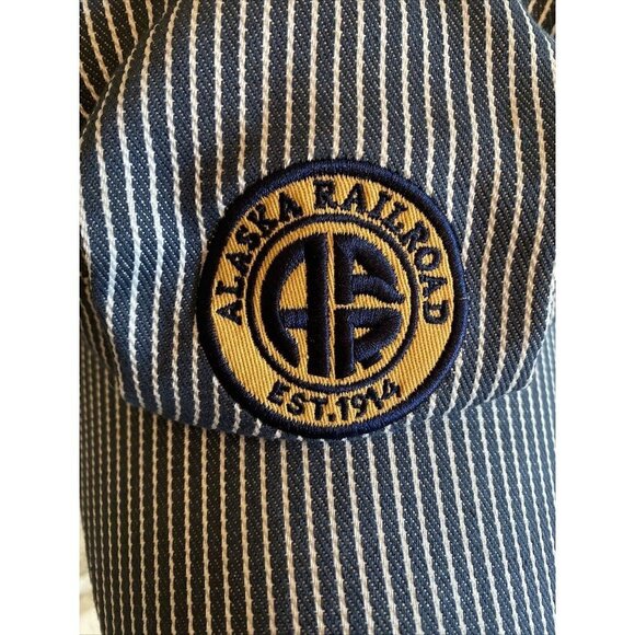 Alaska Railroad Est 1914 Patch Striped Conductor Hat Cap Kid Youth Size - Picture 2 of 6